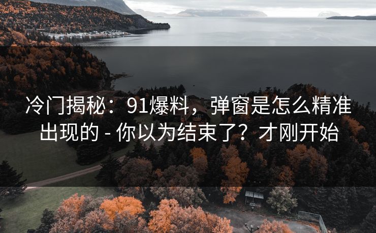 冷门揭秘：91爆料，弹窗是怎么精准出现的 - 你以为结束了？才刚开始