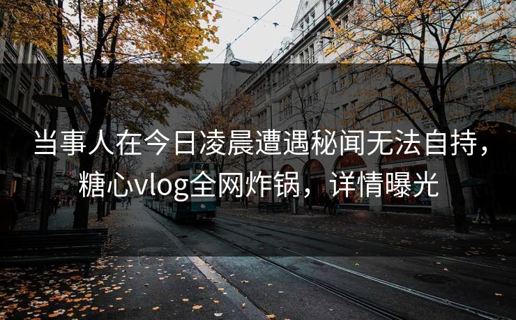 当事人在今日凌晨遭遇秘闻无法自持,糖心vlog全网炸锅,详情曝光 当事人在今日凌晨遭遇秘闻无法自持,糖心vlog全网炸锅,详情曝光